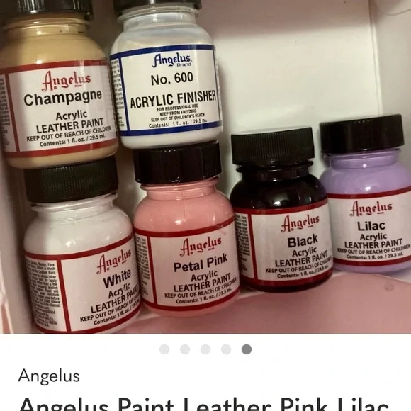 ANGELUS Acrylic Leather Paint Set — White, Petal Pink, Lilac, Black, Champagne - Picture 5 of 5
